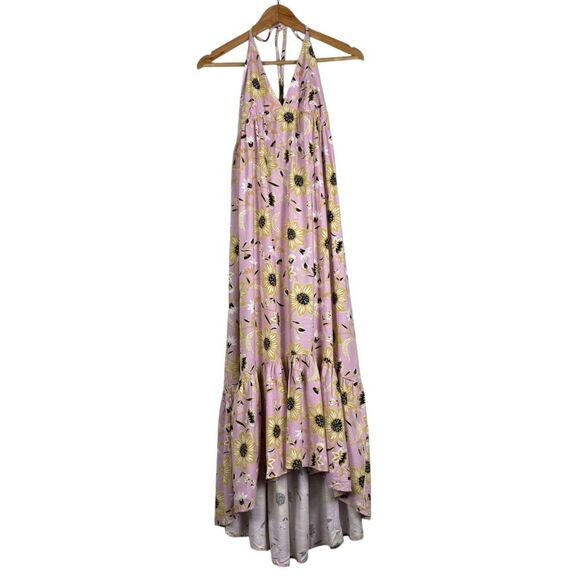 Ann Taylor Loft Beach Floral Halter Neck Midi Tiered Babydoll Dress Size Small - Picture 2 of 8